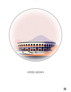 Affiche Addis Ababa – Poster illustration vintage – Addis Ababa Stadium | Gravura – Fond clair