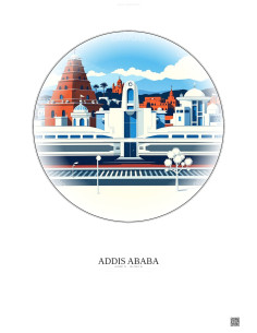 Affiche Addis Ababa – Poster illustration vintage – Addis Ababadjibouti Railway | Gravura – Fond clair