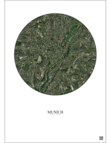 Affiche Munich – Poster vue satellite 5km Couleur | Gravura – Fond clair