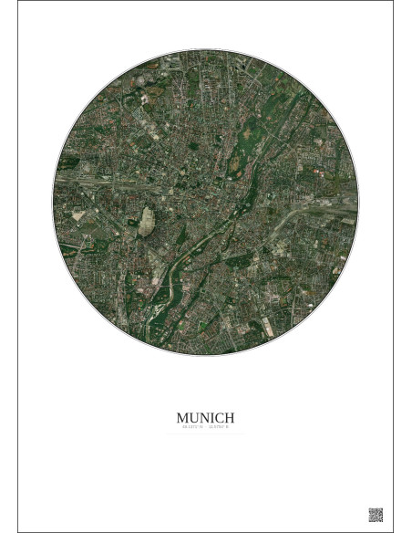 Affiche Munich – Poster vue satellite 5km Couleur | Gravura – Fond clair