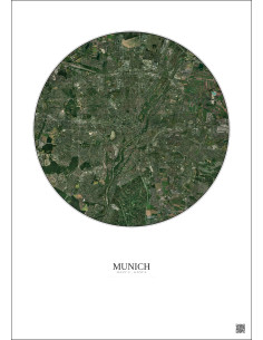 Affiche Munich – Poster vue satellite 10km Couleur | Gravura – Fond clair 2