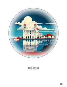 Affiche Helsinki – Poster illustration vintage – Helsinki | Gravura – Fond clair