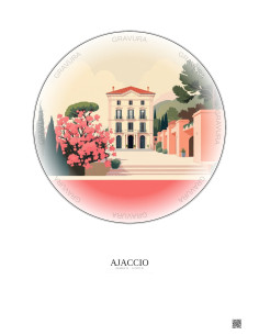 Affiche Ajaccio – Poster illustration vintage – Musee De La Maison Bonaparte | Gravura – Fond clair