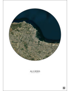 Affiche Algiers – Poster vue satellite 10km Couleur | Gravura – Fond clair 2