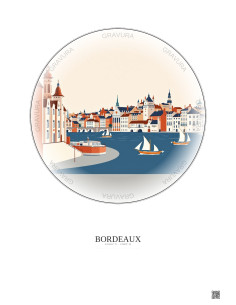 Affiche Bordeaux – Poster illustration vintage – Bordeaux | Gravura – Fond clair