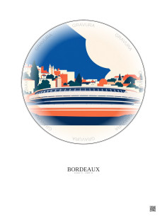 Affiche Bordeaux – Poster illustration vintage – Stade Atlantique | Gravura – Fond clair
