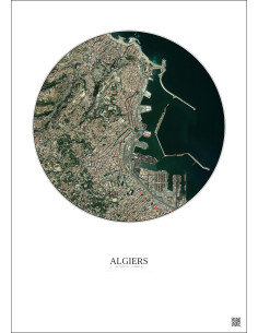 Affiche Algiers – Poster vue satellite 2.5km Couleur | Gravura – Fond clair 2