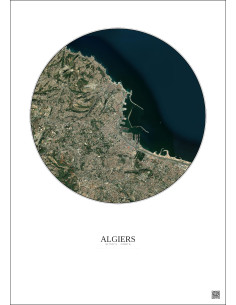 Affiche Algiers – Poster vue satellite 6km Couleur | Gravura – Fond clair 2