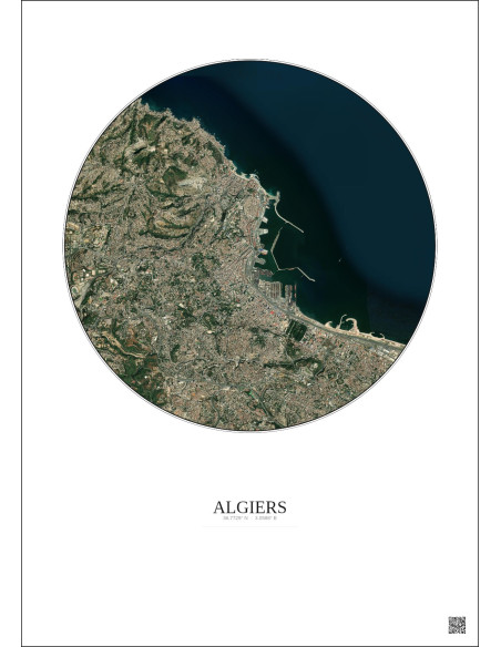 Affiche Algiers – Poster vue satellite 6km Couleur | Gravura – Fond clair