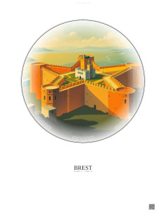 Brest Vintage Travel Poster – Brest Fortress | Gravura – Light background