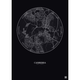 Affiche Canberra – Poster carte de ville 10km | Gravura – Fond foncé