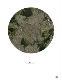 Affiche Quito – Poster vue satellite 2.5km Couleur | Gravura – Fond clair 2