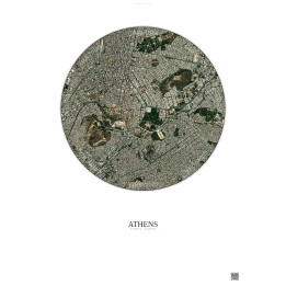 Affiche Athens – Poster vue satellite 2.5km Couleur | Gravura – Fond clair