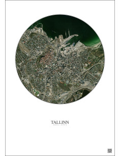 Affiche Tallinn – Poster vue satellite 2.5km Couleur | Gravura – Fond clair 2