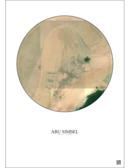 Affiche Abu Simbel – Poster vue satellite 0.1km Couleur | Gravura – Fond clair