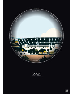 Dijon Vintage Travel Poster – Stade Gaston Gerard | Gravura – Dark background