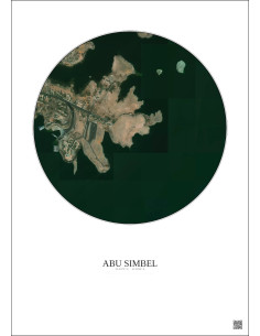 Affiche Abu Simbel – Poster vue satellite 1km Couleur | Gravura – Fond clair 2