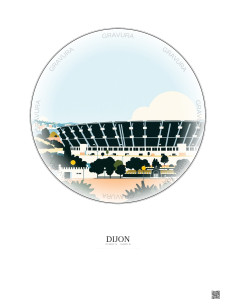 Dijon Vintage Travel Poster – Stade Gaston Gerard | Gravura – Light background
