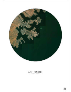 Affiche Abu Simbel – Poster vue satellite 2.5km Couleur | Gravura – Fond clair 2