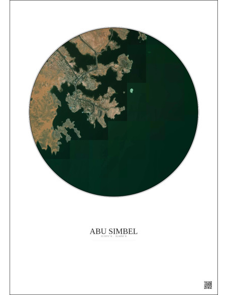 Abu Simbel Satellite View Poster 2.5km Color | Gravura – Light background