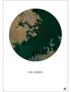 Affiche Abu Simbel – Poster vue satellite 5km Couleur | Gravura – Fond clair 2
