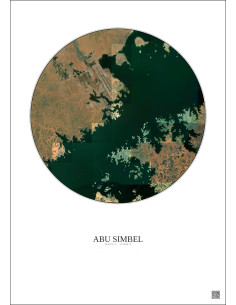 Affiche Abu Simbel – Poster vue satellite 10km Couleur | Gravura – Fond clair 2