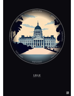 Affiche Lille – Poster illustration vintage – Palais Des Beaux Arts De Lille | Gravura – Fond foncé