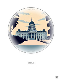 Affiche Lille – Poster illustration vintage – Palais Des Beaux Arts De Lille | Gravura – Fond clair