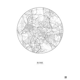 Affiche Rome – Poster carte de ville 6km | Gravura – Fond clair