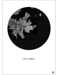 Affiche Abu Simbel – Poster vue satellite 1km N&B | Gravura – Fond clair 2