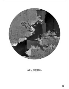 Affiche Abu Simbel – Poster vue satellite 20km N&B | Gravura – Fond clair 2