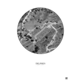Delphes Satellite View Poster 0.1km B&W | Gravura – Light background