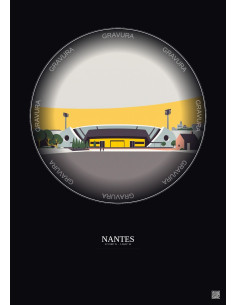 Affiche Nantes – Poster illustration vintage – Stade De La Beaujoire | Gravura – Fond foncé
