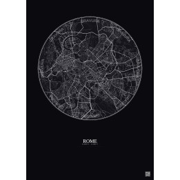 Affiche Rome – Poster carte de ville 6km | Gravura – Fond foncé