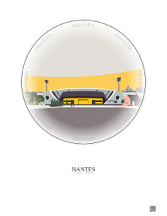 Affiche Nantes – Poster illustration vintage – Stade De La Beaujoire | Gravura – Fond clair