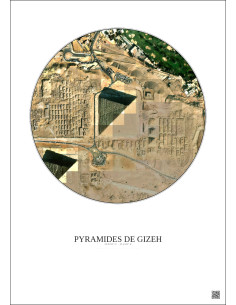 Affiche Pyramides De Gizeh – Poster vue satellite 0.5km Couleur | Gravura – Fond clair 2