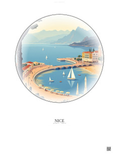 Affiche Nice – Poster illustration vintage – Nice | Gravura – Fond clair
