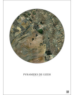Affiche Pyramides De Gizeh – Poster vue satellite 2.5km Couleur | Gravura – Fond clair 2