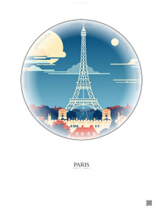 Affiche Paris – Poster illustration vintage – Eiffel Tower | Gravura – Fond clair