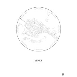 Affiche Venice – Poster carte de ville 2.5km | Gravura – Fond clair