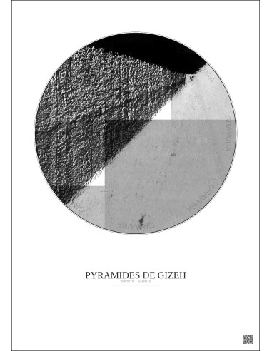 Pyramides De Gizeh Satellite View Poster 0.1km B&W | Gravura – Light background
