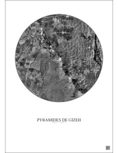 Affiche Pyramides De Gizeh – Poster vue satellite 10km N&B | Gravura – Fond clair 2