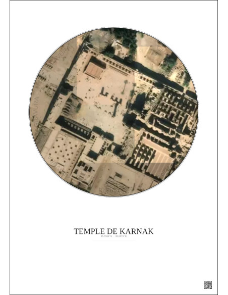 Temple De Karnak Satellite View Poster 0.1km Color | Gravura – Light background