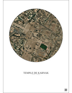 Affiche Temple De Karnak – Poster vue satellite 0.5km Couleur | Gravura – Fond clair 2