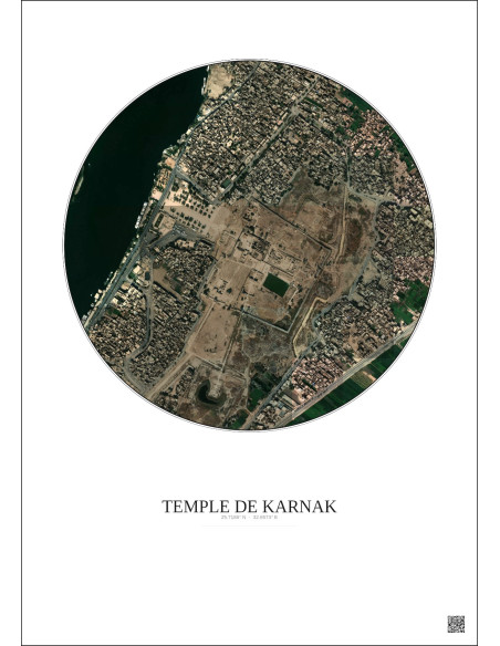 Affiche Temple De Karnak – Poster vue satellite 1km Couleur | Gravura – Fond clair