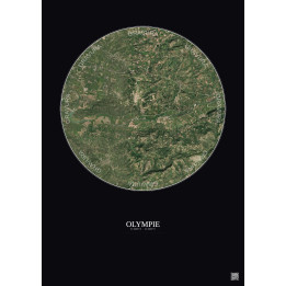 Affiche Olympie – Poster vue satellite 5km Couleur | Gravura – Fond foncé
