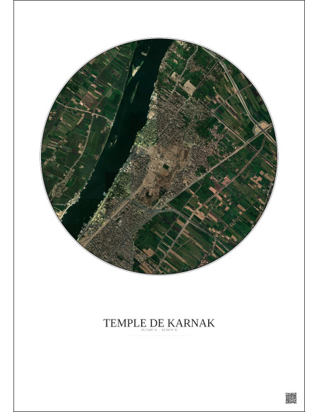 Affiche Temple De Karnak – Poster vue satellite 2.5km Couleur | Gravura – Fond clair
