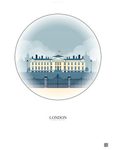 Affiche London – Poster illustration vintage – Buckingham Palace | Gravura – Fond clair