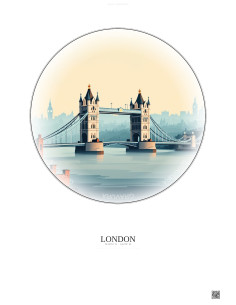 Affiche London – Poster illustration vintage – Tower Bridge | Gravura – Fond clair