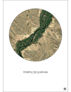 Affiche Temple De Karnak – Poster vue satellite 30km Couleur | Gravura – Fond clair 2